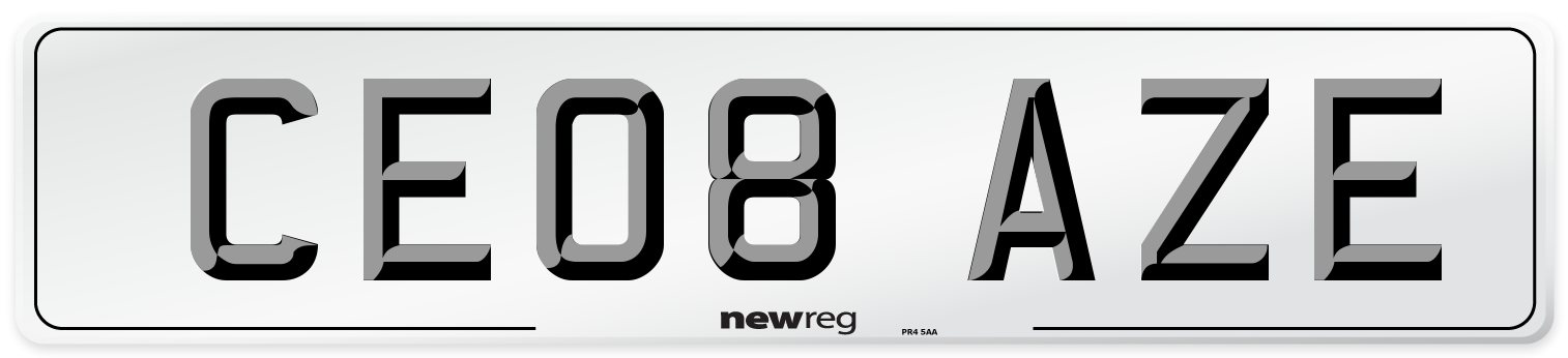 CE08 AZE Number Plate from New Reg